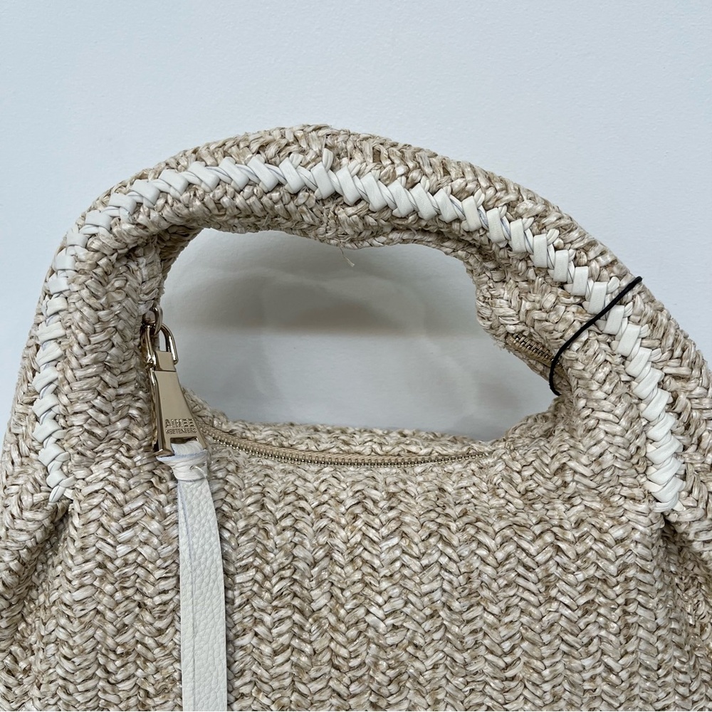 Aimee Kestenberg Natural Straw Shoulder Bag with White Trim - Picture 7 of 16